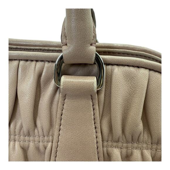 Prada Milano Nappa Gaufre Leather Tote Bag - Ruched Design Beige COA Included - Picture 11 of 12